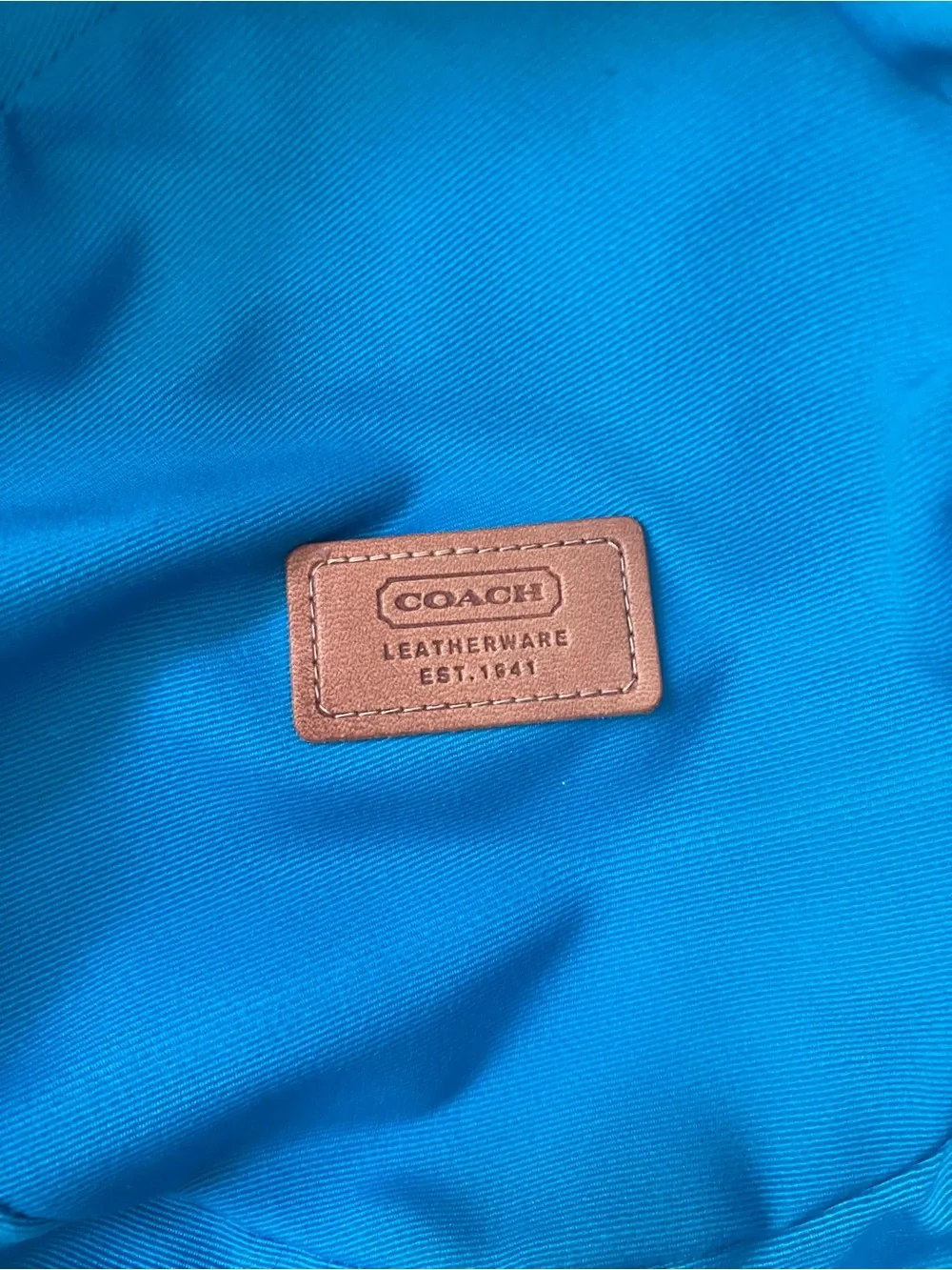 Coach Cream Bucket Hat with Teal Trim vintage